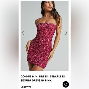 Pink sequin strapless dress